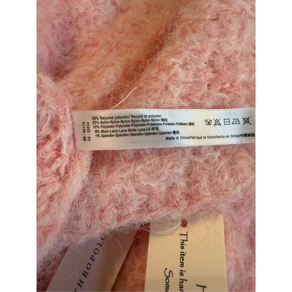 NWT Anthropologie Funnel-Neck Poncho One Size Pink/Rose Handcrafted Fuzzy Knit - Picture 10 of 12